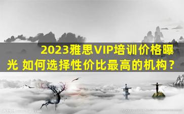 2023雅思VIP培训价格曝光 如何选择性价比最高的机构？